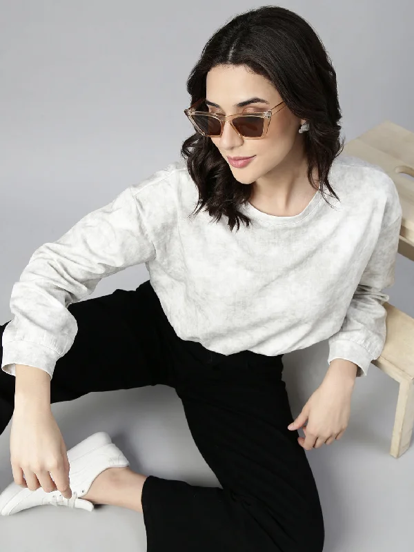 CroptopcolorWomen Solid Off White Blouson Drop Shoulder Crop Top-CHN-1052-Offwhite