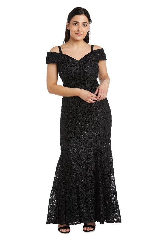 TightspinR&M Richards 2047P Long Off Shoulder Petite Lace Gown