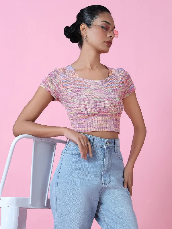 CroptopbreathableWomen Pink Solid Crop Top-TO-002-Pink