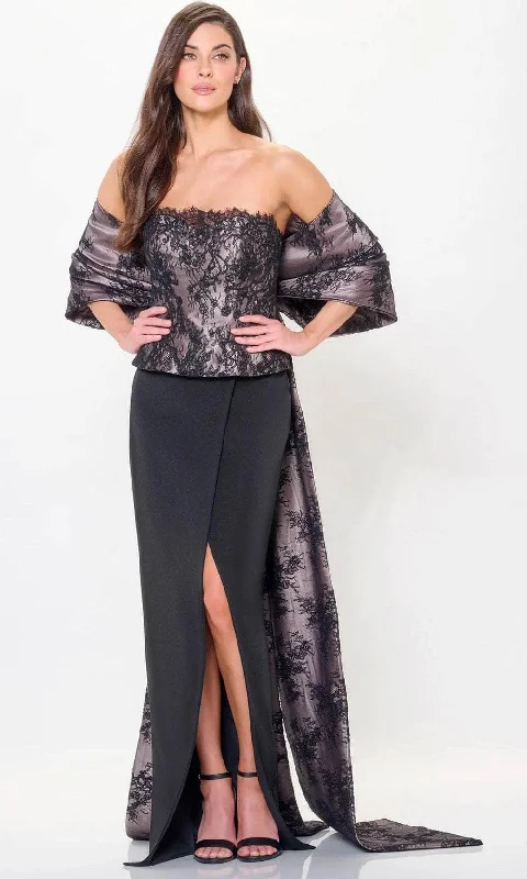 TightcircleMontage by Mon Cheri M908 - Lace Overlaid Evening Dress