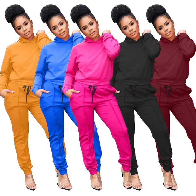 Plus Size Women Clothing Two Piece Set Ladies Casual Hoodie Set Gym Long Sleeve Sporty Tracksuits Sweatpants And Hoodie Set