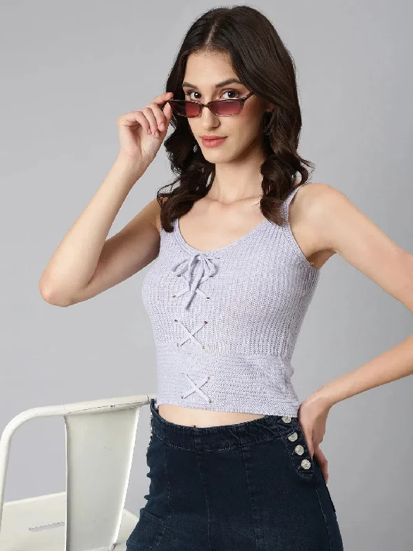 CroptopdetailWomen Lavender Textured Crop Top-RF-88038-Lavender