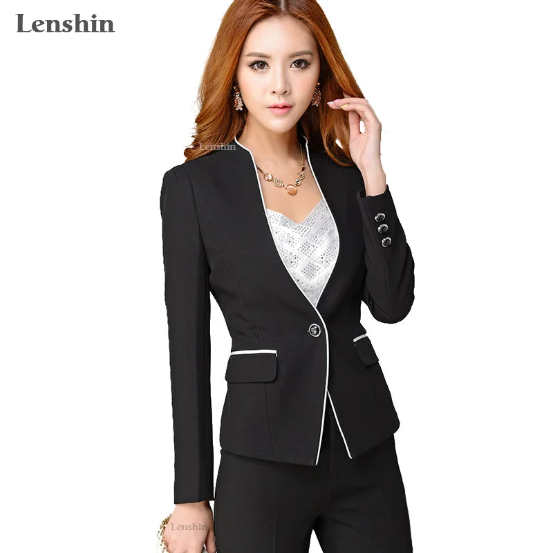 2 Pieces Set Formal Pant Suit Women Office Lady Work Wear Elegant Business Uniform Style Jack with Trouser