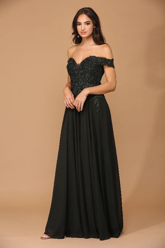 TightensembleLong Off Shoulder Formal Chiffon Evening Dress