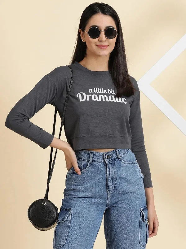 CroptopfitWomen's Grey Printed Crop Top-AE-10636-Grey