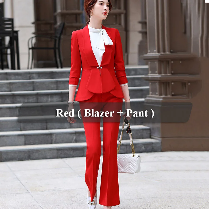 2 Piece Red Blue Pant Suit