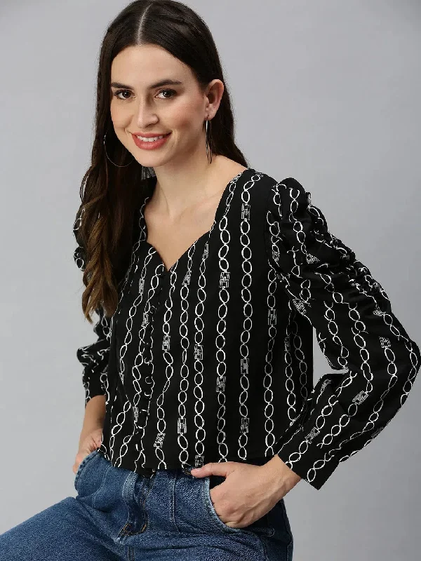 CroptopuniqueWomen's Black Striped Crop Tops-AE-7053-Blackwhite