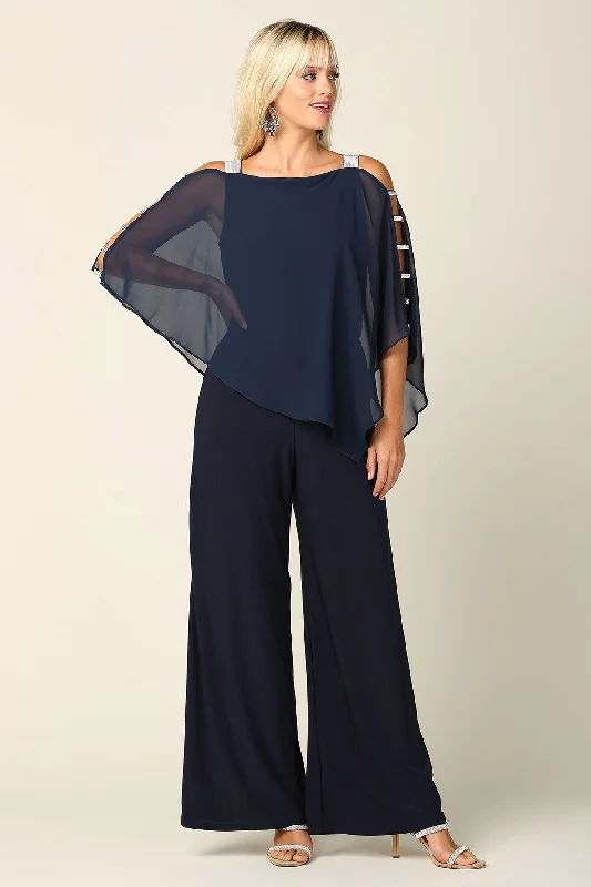 TightbudgetFormal Chiffon Cape Overlay Jumpsuit Sale