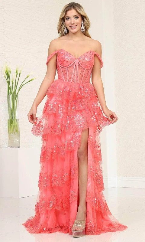 TighthugMay Queen RQ8115 - Glitter Tiered Prom Dress