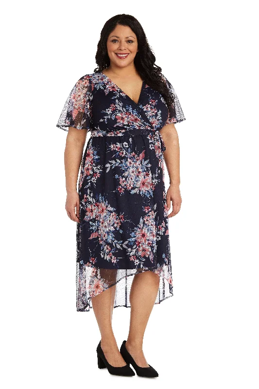 TightwaistR&M Richards 7790W Plus Size Print High Low Dress