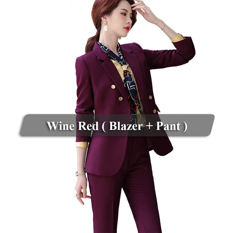 2 Piece Wine Pant Suit