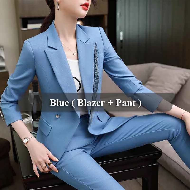 2 Piece Blue Pant Suit