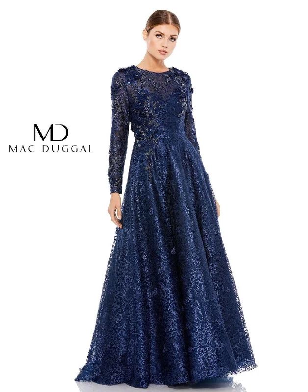 TightmixMac Duggal Embroidered Long Sleeve A Line Ball Gown Sale