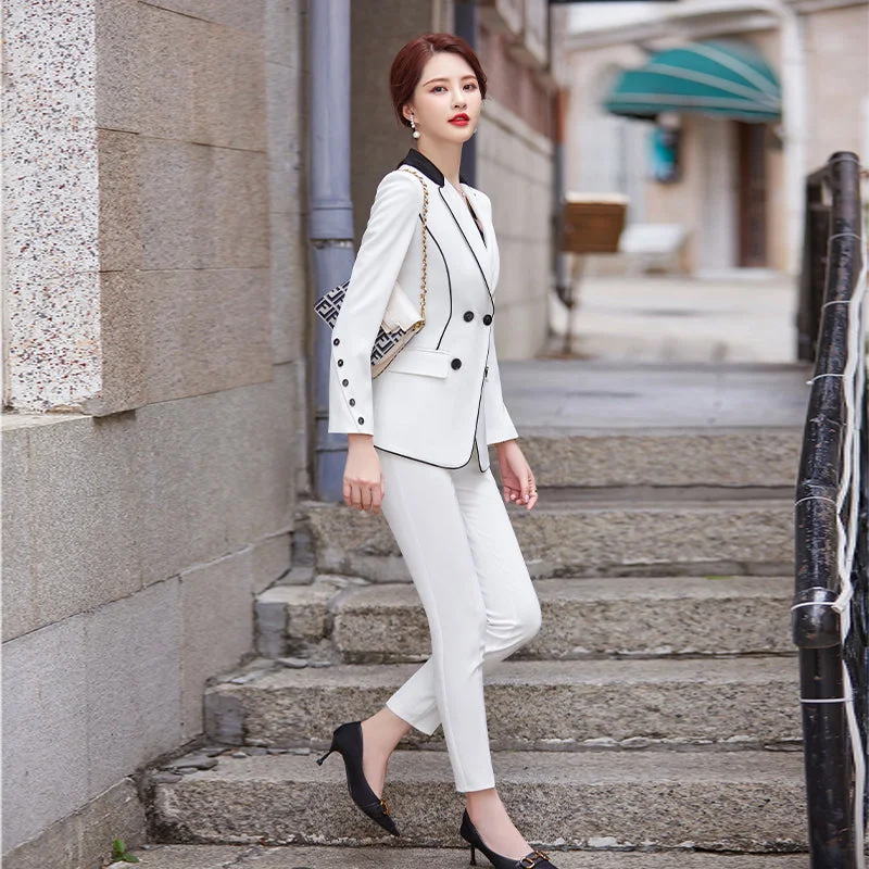 2 Piece White Pant Suit