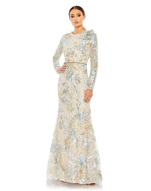 TightoffenseMac Duggal 11174 Long Sleeve Floral Lace Formal Gown