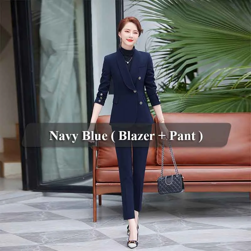 2 Piece Navy Blue Pant Suit