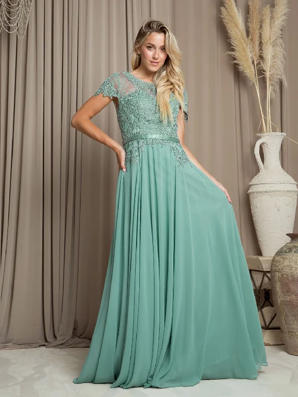 TightcontestLong Mother of the Bride Beaded Chiffon Formal Gown