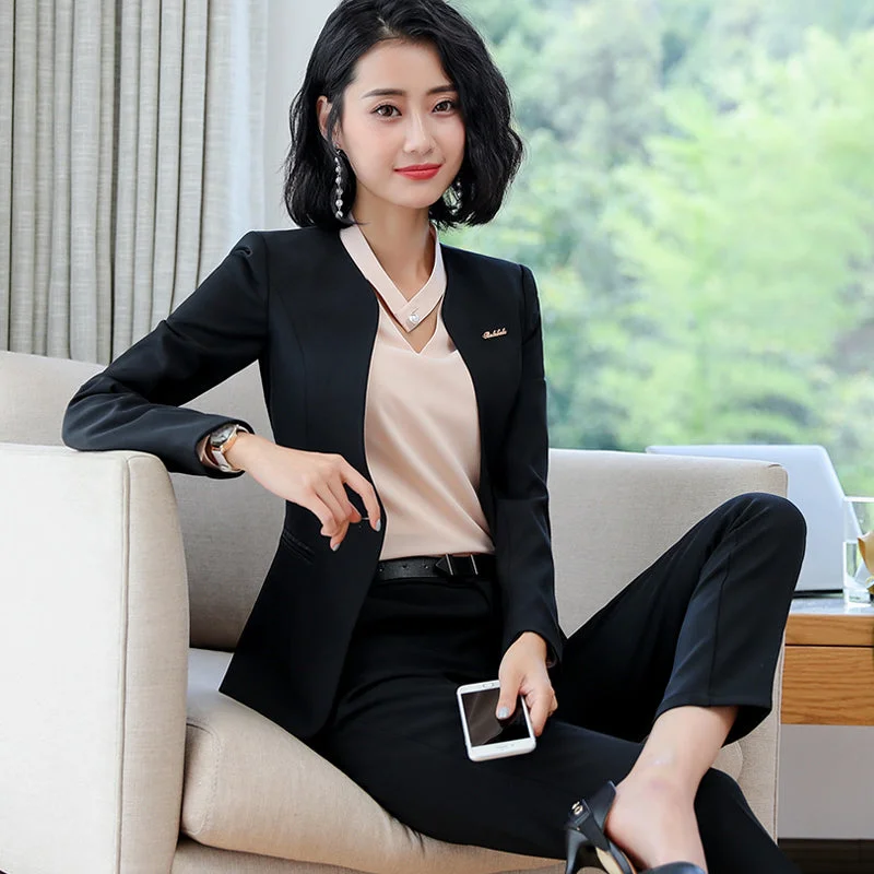 2 Piece Black Pants Suits