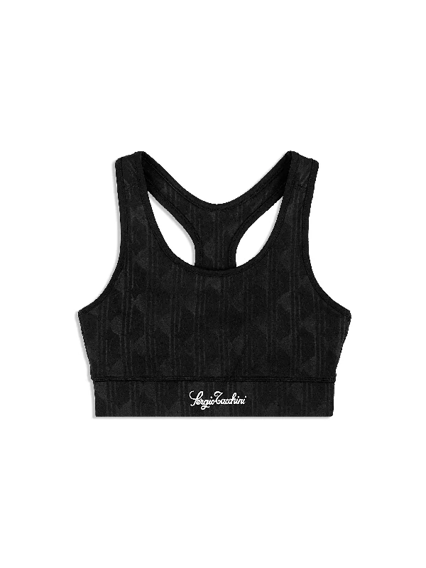 Windproof teeViano Printed Sports Bra- Black Beauty