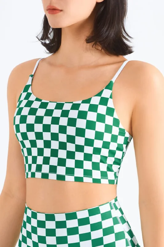 Hiking hoodieBreathable Checkered Sports Bra