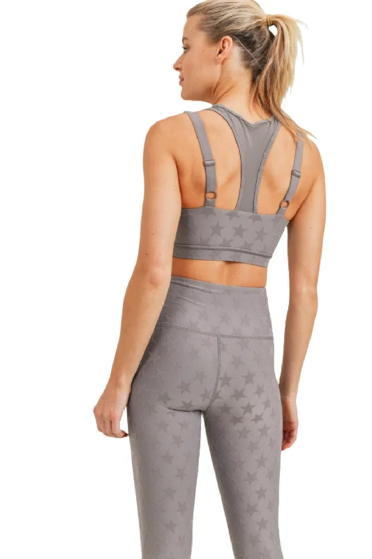 Breathable tankMono B Textured Star Jacquard TACTEL® Sports Bra AT8075