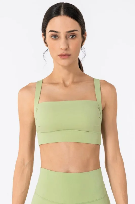 Trail tankOpen Back Pleated Detail Sports Bra