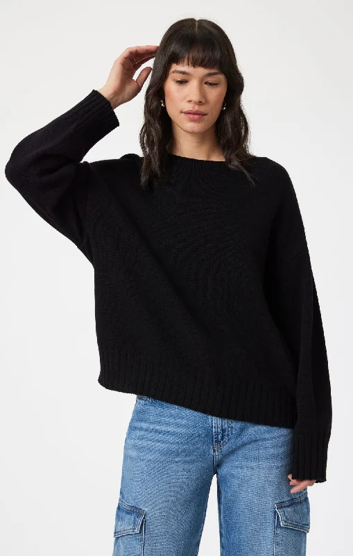 Striped Knit TopsBOAT NECK SWEATER IN BLACK