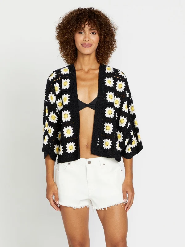 Layered Knit TopsDaised Daze Shrug - Black White