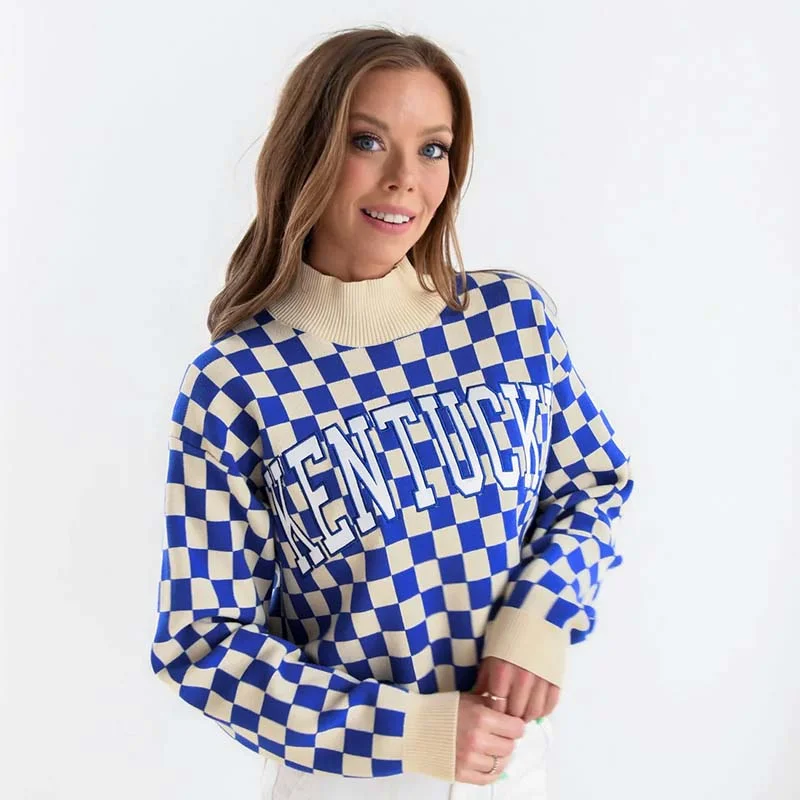 Lounge Knit TopsUK Checkered Sweater