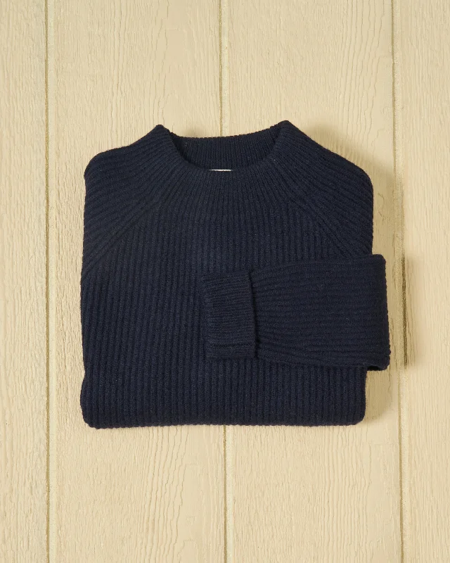 Linen Knit TopsHelena Lambswool Sweater in Navy