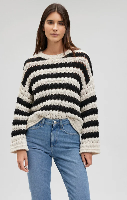 Fitted Knit TopsKNIT SWEATER IN BLACK STRIPED