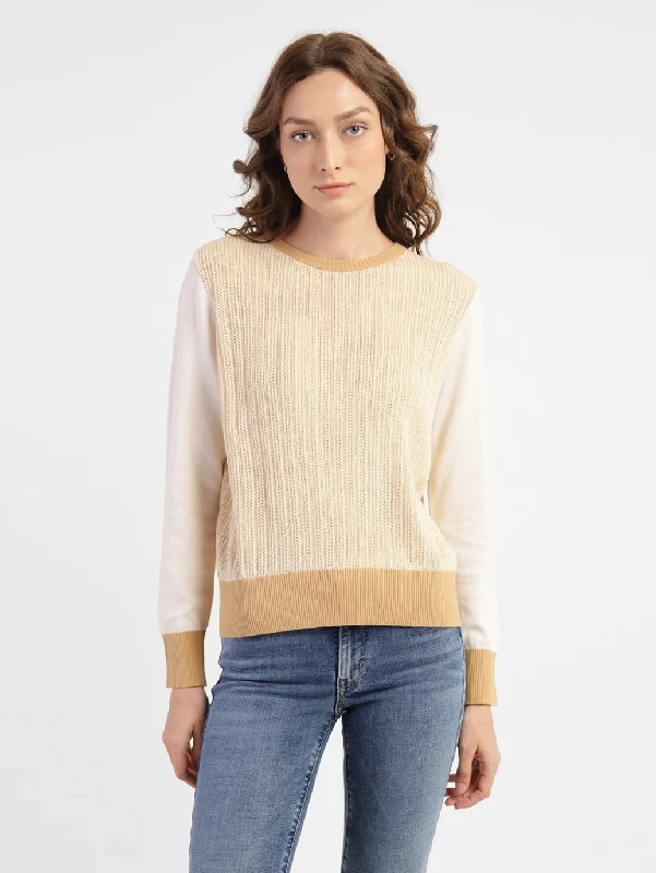 Cycling Knit TopsWomen's Self Design Round Neck Sweater