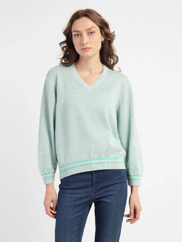 High-Fashion Knit TopsWomen's Solid V Neck Sweater