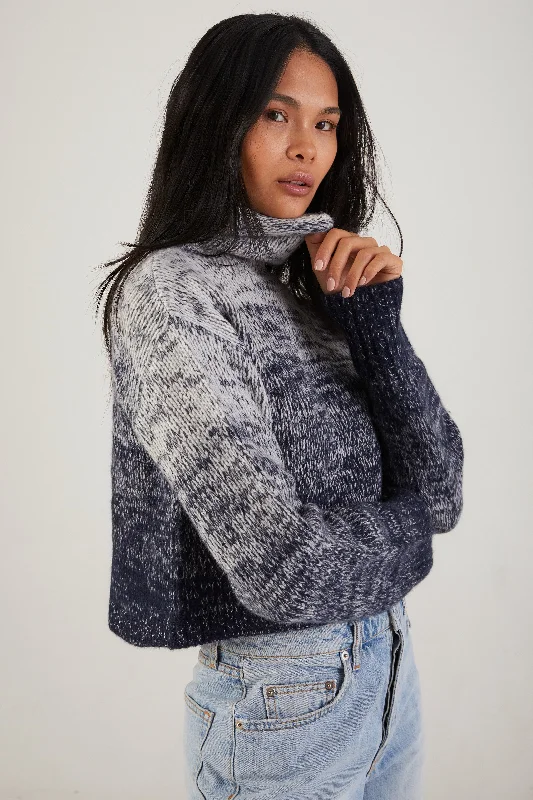 CroptoplifestyleLula Crop Cashmere Turtleneck Sweater in Nightbreak