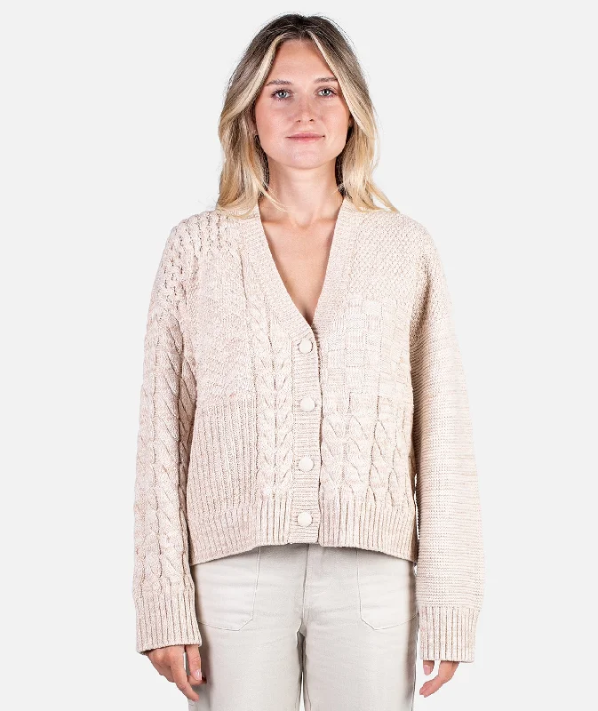 Ruffled Knit TopsQuincy Patchwork Cardigan - Camel