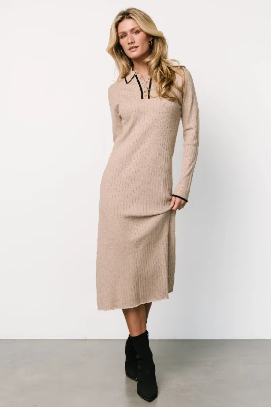 Performance Knit TopsShantel Polo Dress | Taupe + Black