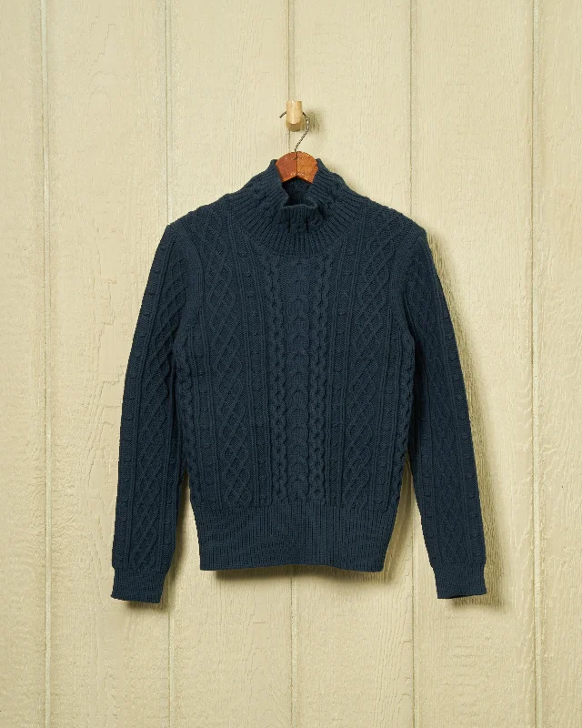 Silk Knit TopsStowe Turtleneck Sweater in Navy