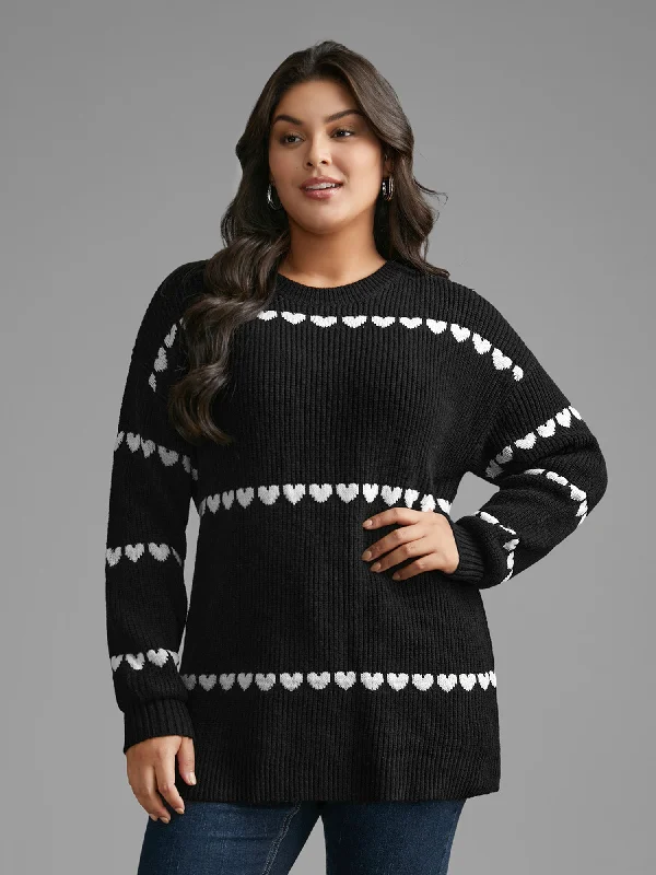 Angora Knit TopsSupersoft Essentials Heart Jacquard Pullover