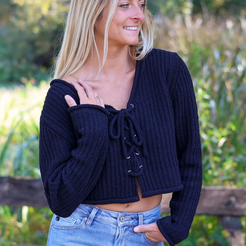 Button-Up Knit TopsTie Detail Sweater