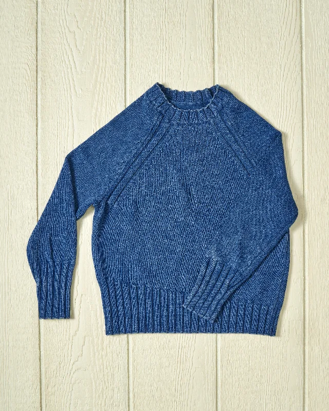 Thermal Knit TopsWomen's Deep Sea Quaker Crewneck Sweater in Indigo