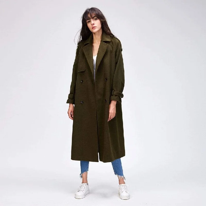 Fringed JacketsAutumn Winter New Women's Casual Wool Blend Trench Coat