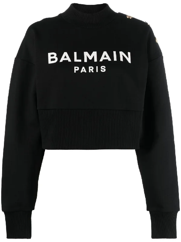 CroptoptechBALMAIN Chic Cropped Organic Cotton Sweatshirt