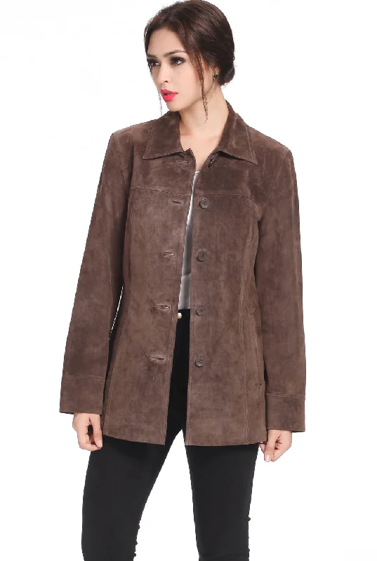 Nylon JacketsBGSD Women Anna Suede Leather Car Coat