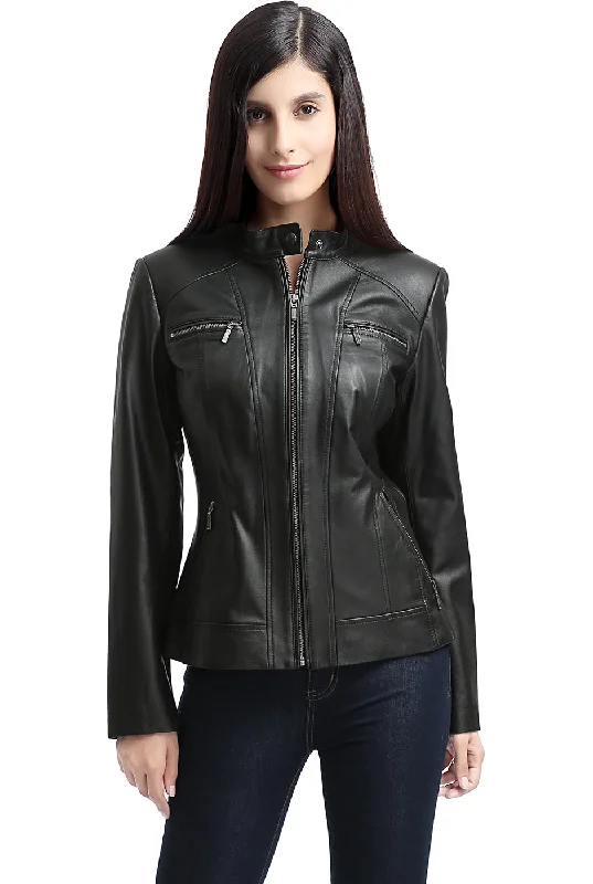 Lounge JacketsBGSD Women Mila Zip Front Lambskin Leather Jacket