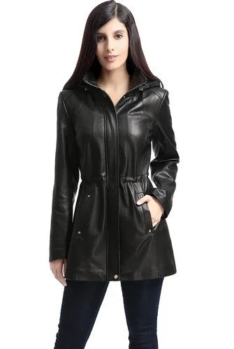 Ruffled JacketsBGSD Women Natalie Hooded Lambskin Leather Coat