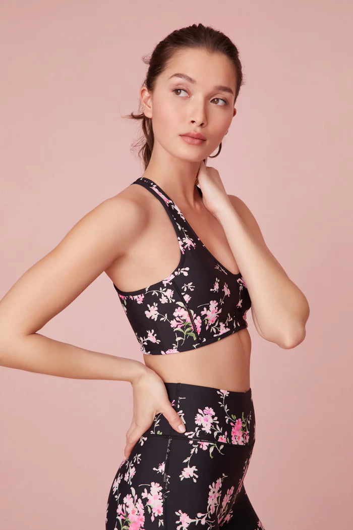 Mesh vestLoveShackFancy Women's Solange Floral Sports Bra - Aurora Nights Black Floral