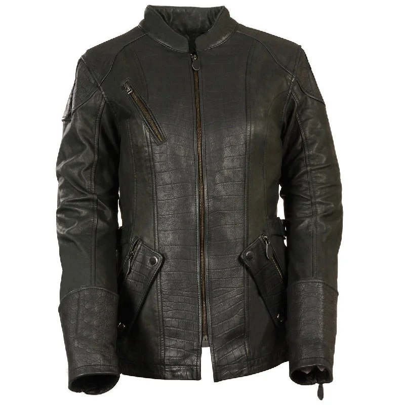 Corduroy JacketsMilwaukee Leather MLL2560 Women's Black 3/4 Length Gator Embossed Leather Jacket