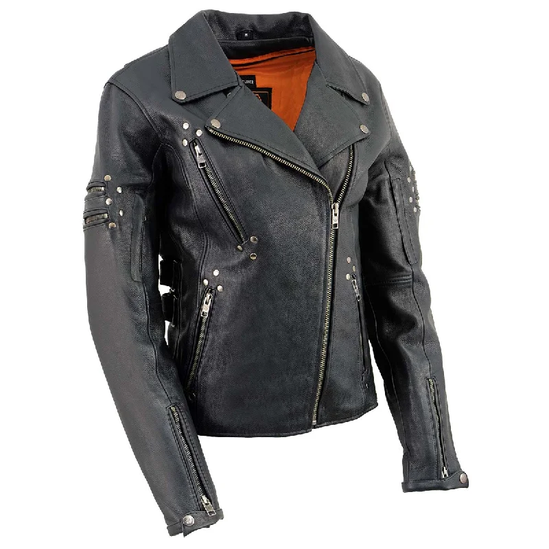 Statement JacketsMilwaukee Leather MLL2585 Women's Black Motorcycle Premium Leather Jacket with Rivets