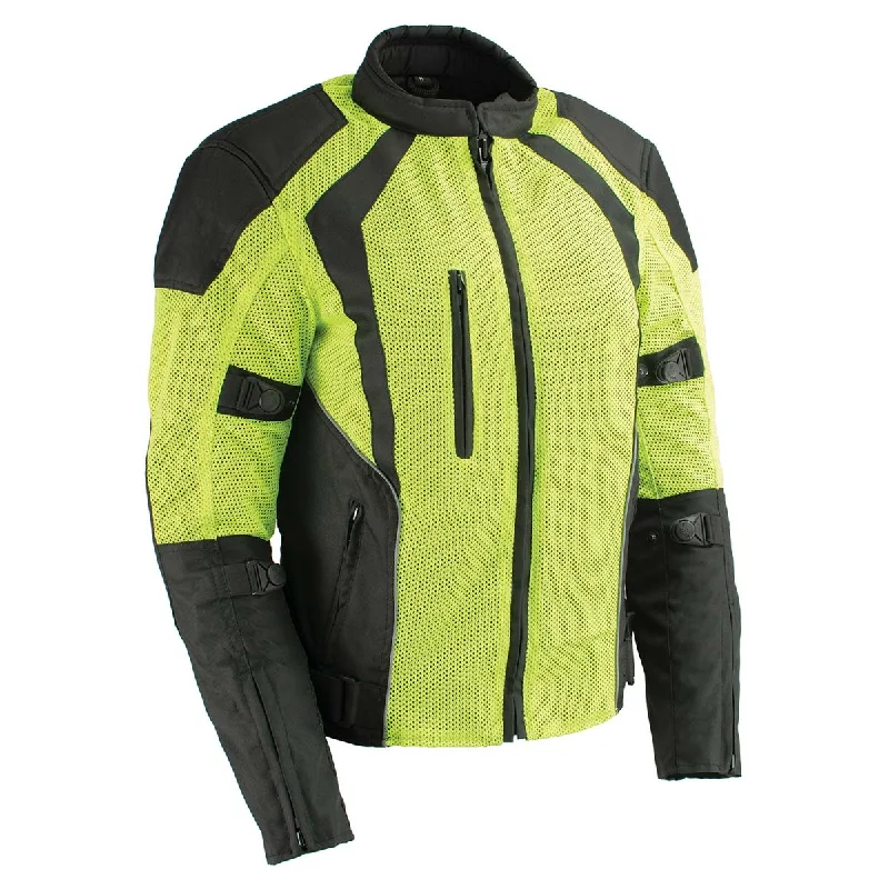 Hip-Hop JacketsMilwaukee Leather MPL2793 High Vis Green with Black Armored Textile Motorcycle Jacket for Women - All Season Mesh Jacket