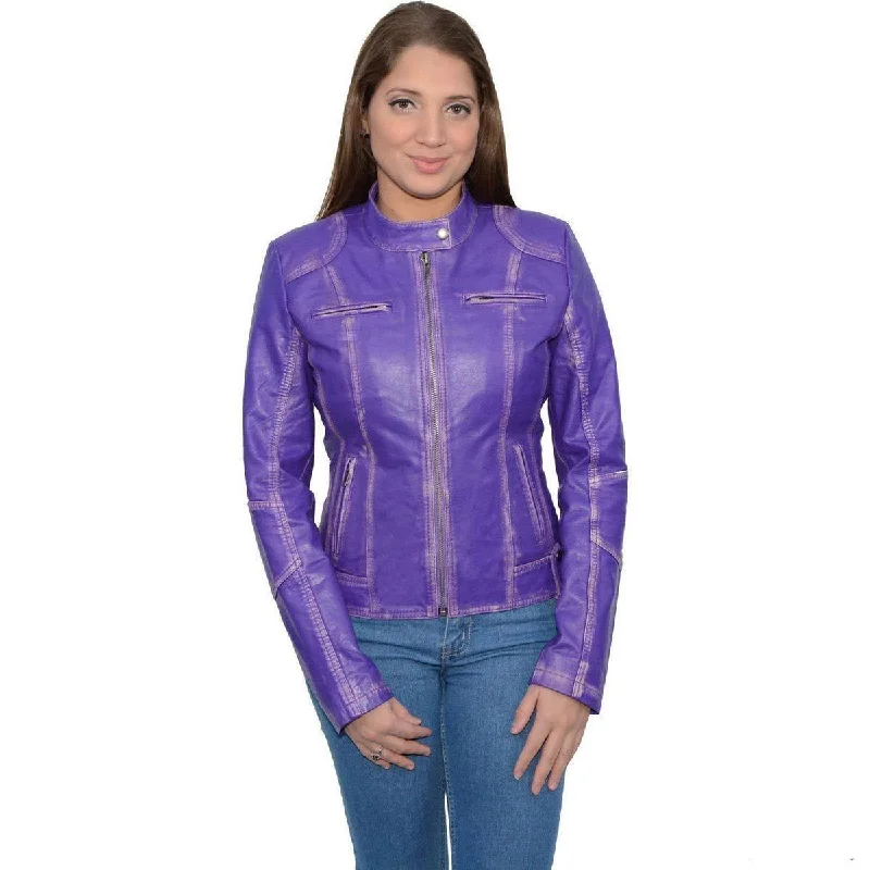 Rainproof JacketsMilwaukee Leather SFL2830 Women's Purple Scuba Style Sheepskin Fashion Leather Jacket